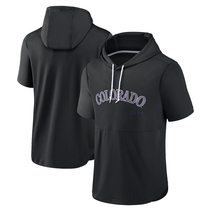 Men's Colorado Rockies Black Sideline Training Hooded Performance T-Shirt